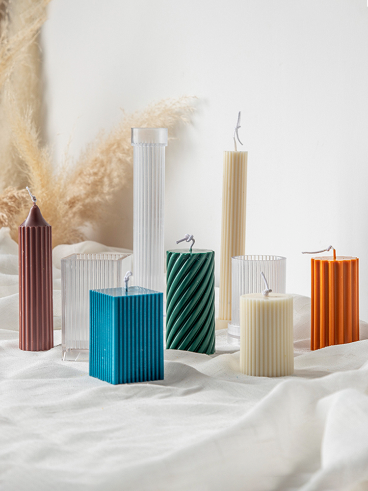 Stripe Pattern Pillar Candle Molds
