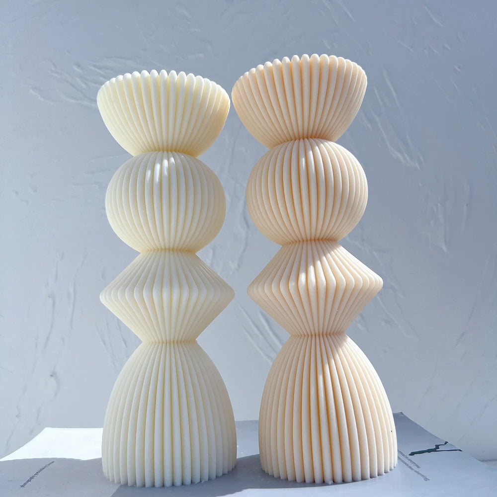 Ribbed Geometric Stack Candle Mold