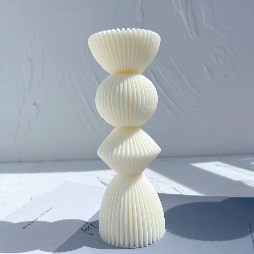 Ribbed Geometric Stack Candle Mold