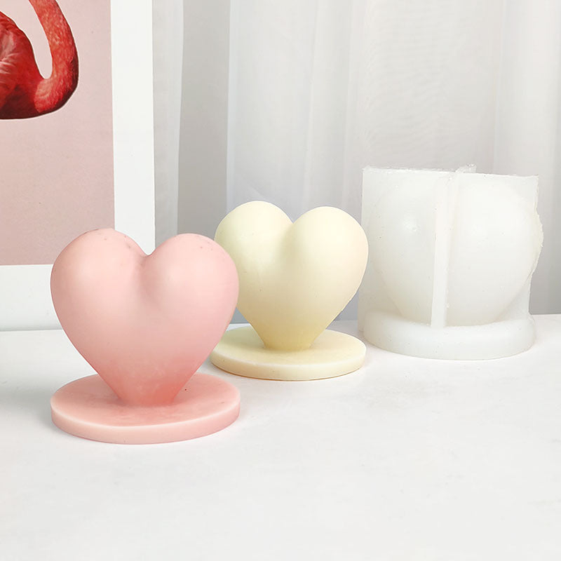 3D Love Heart with Base Silicone Candle Making Mold