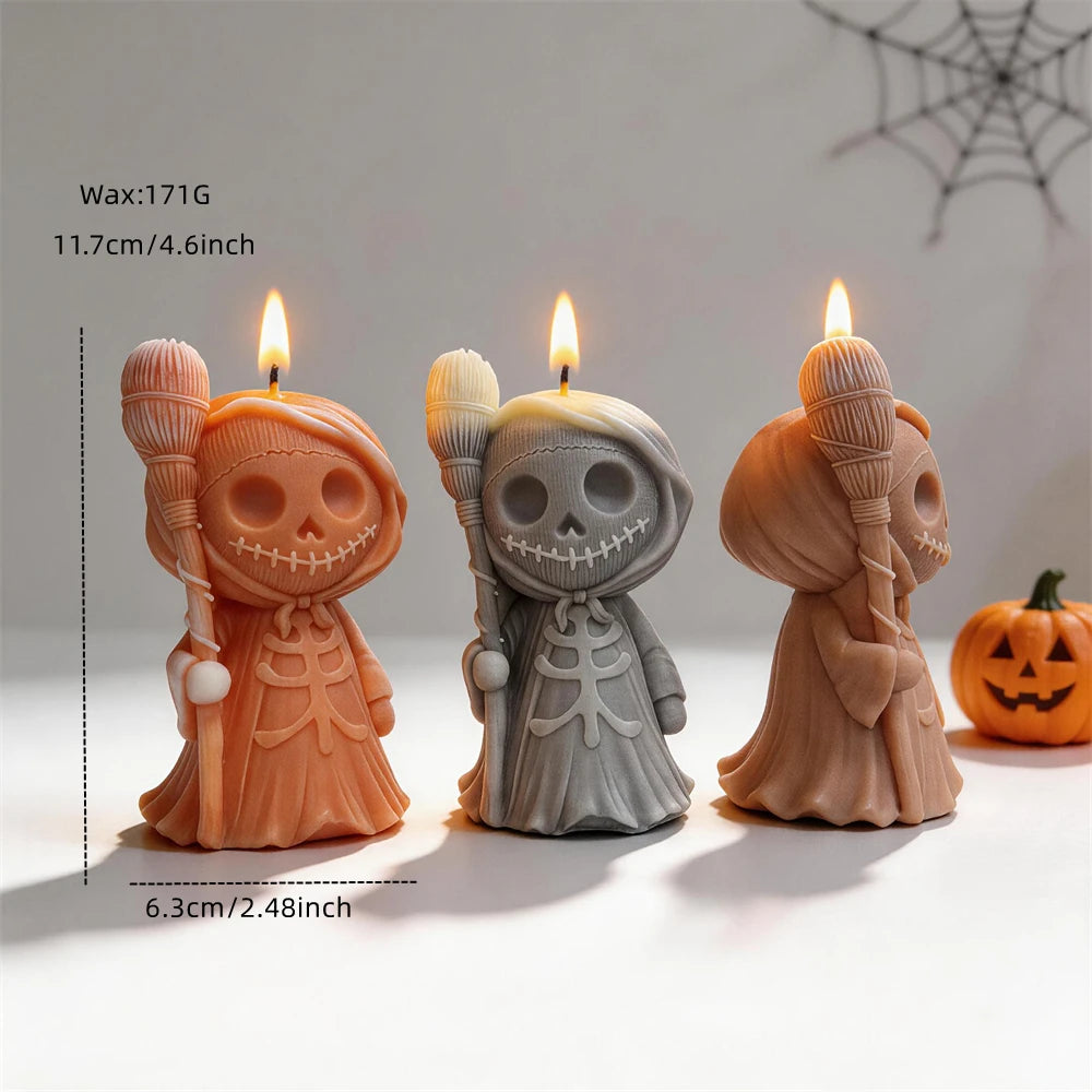 Spooky skull-shaped silicone mold for Halloween candle making