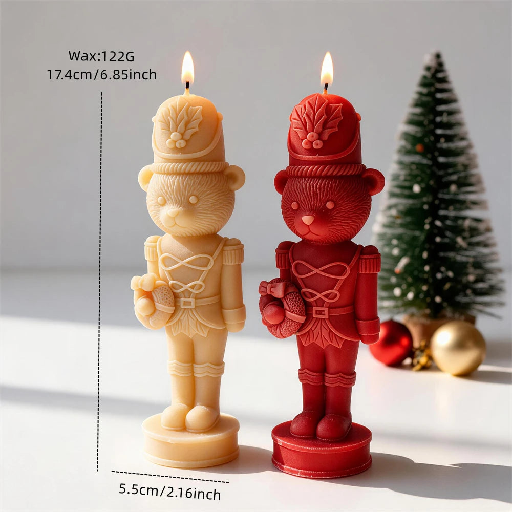 Bear nutcracker candle measuring 17.4 centimetres tall
