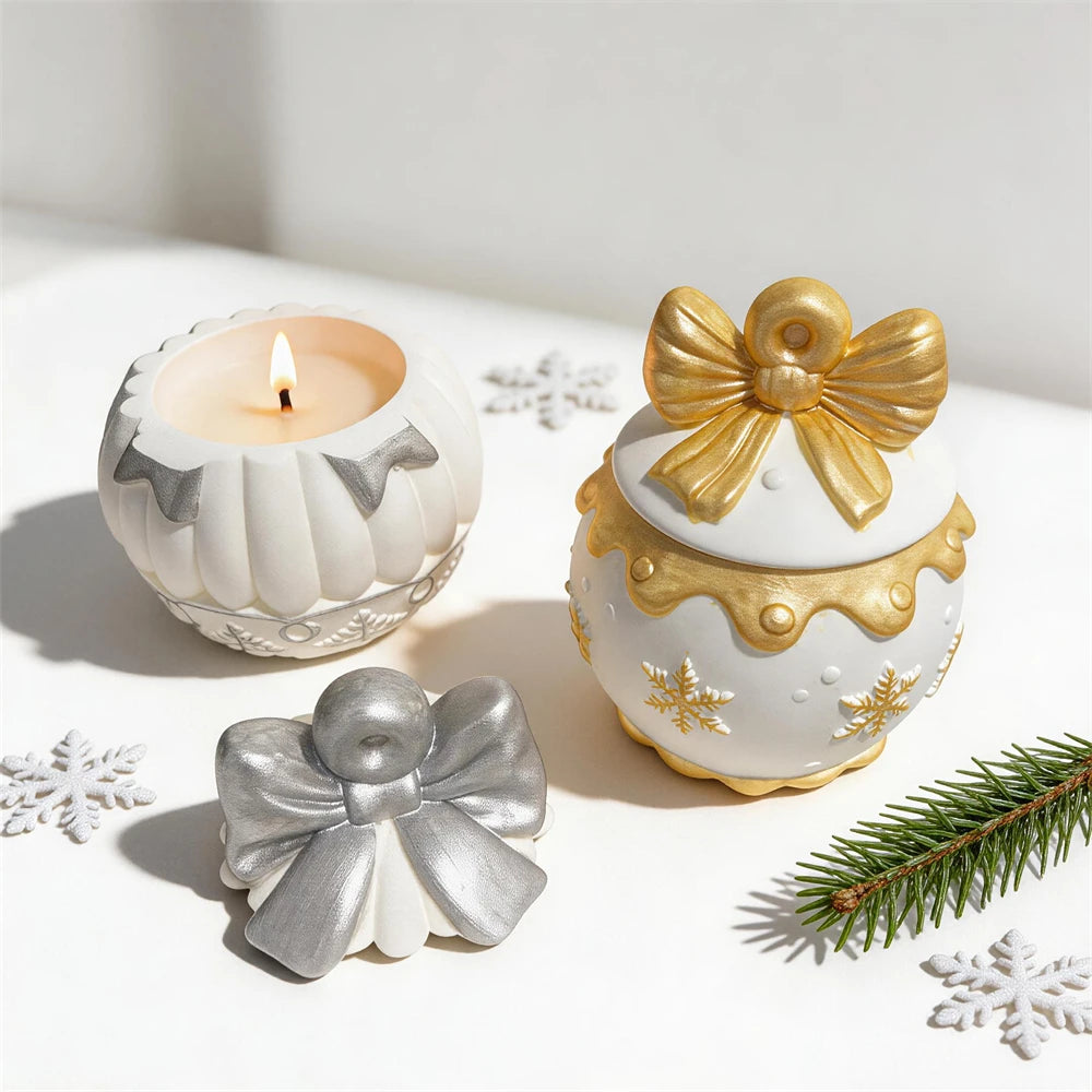 Christmas Bauble Container Silicone Mold with Lid