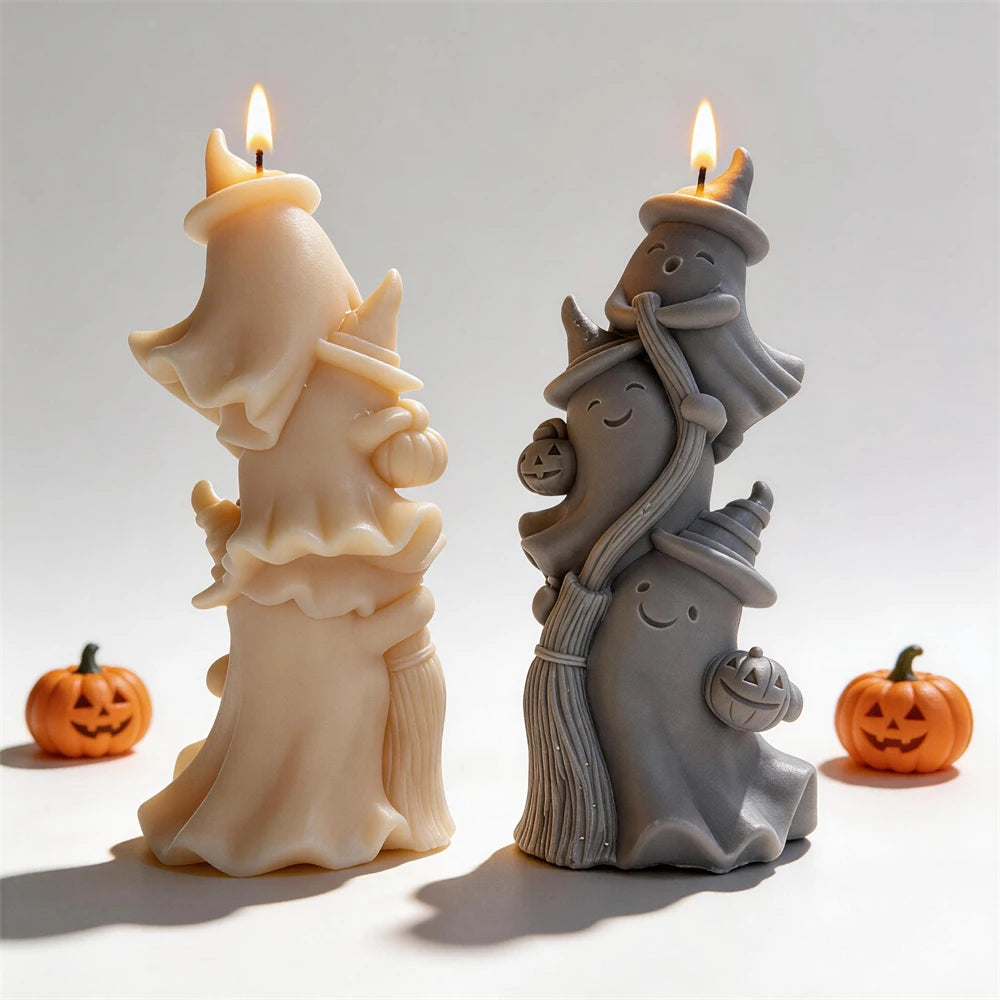 Ghost Witch Figurine Silicone Candle Mold for Halloween