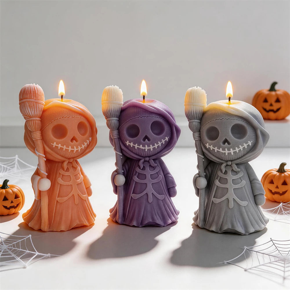 Spooky skull-shaped silicone mold for Halloween candle making