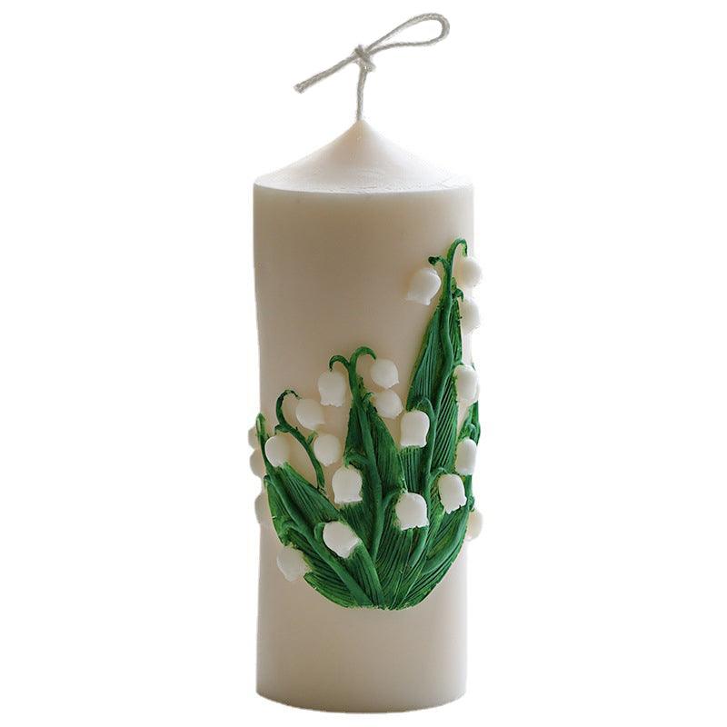 Cylinder Flower Carving Scented Candle Mold - Lily of the Valley Candles molds
