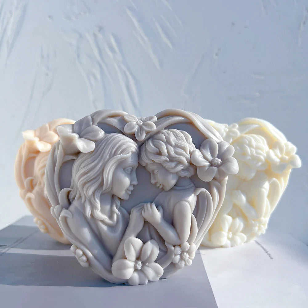 Mother With Baby Silicone Candle Mold