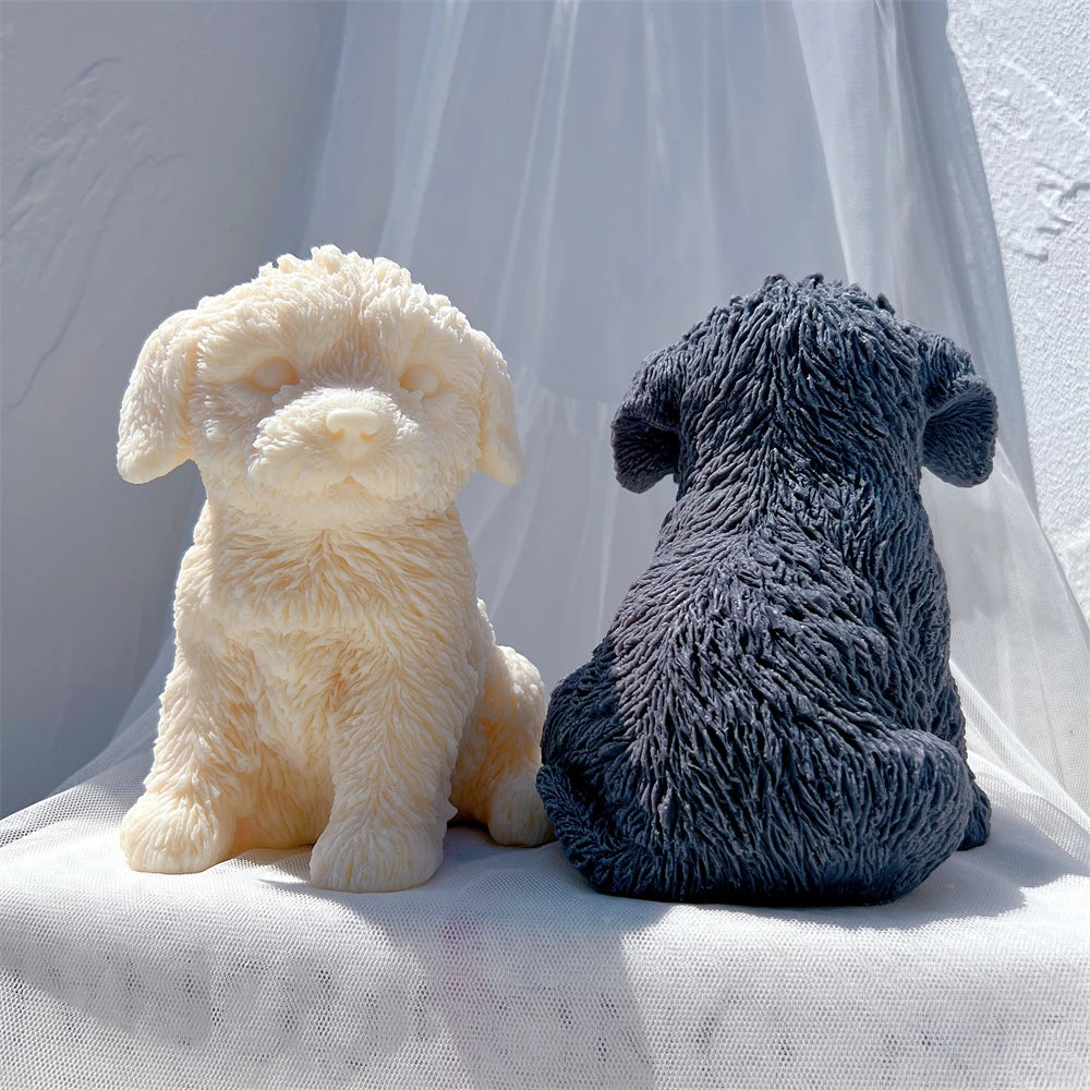 Cute Labradoodle Dog Silicone Candle Mold