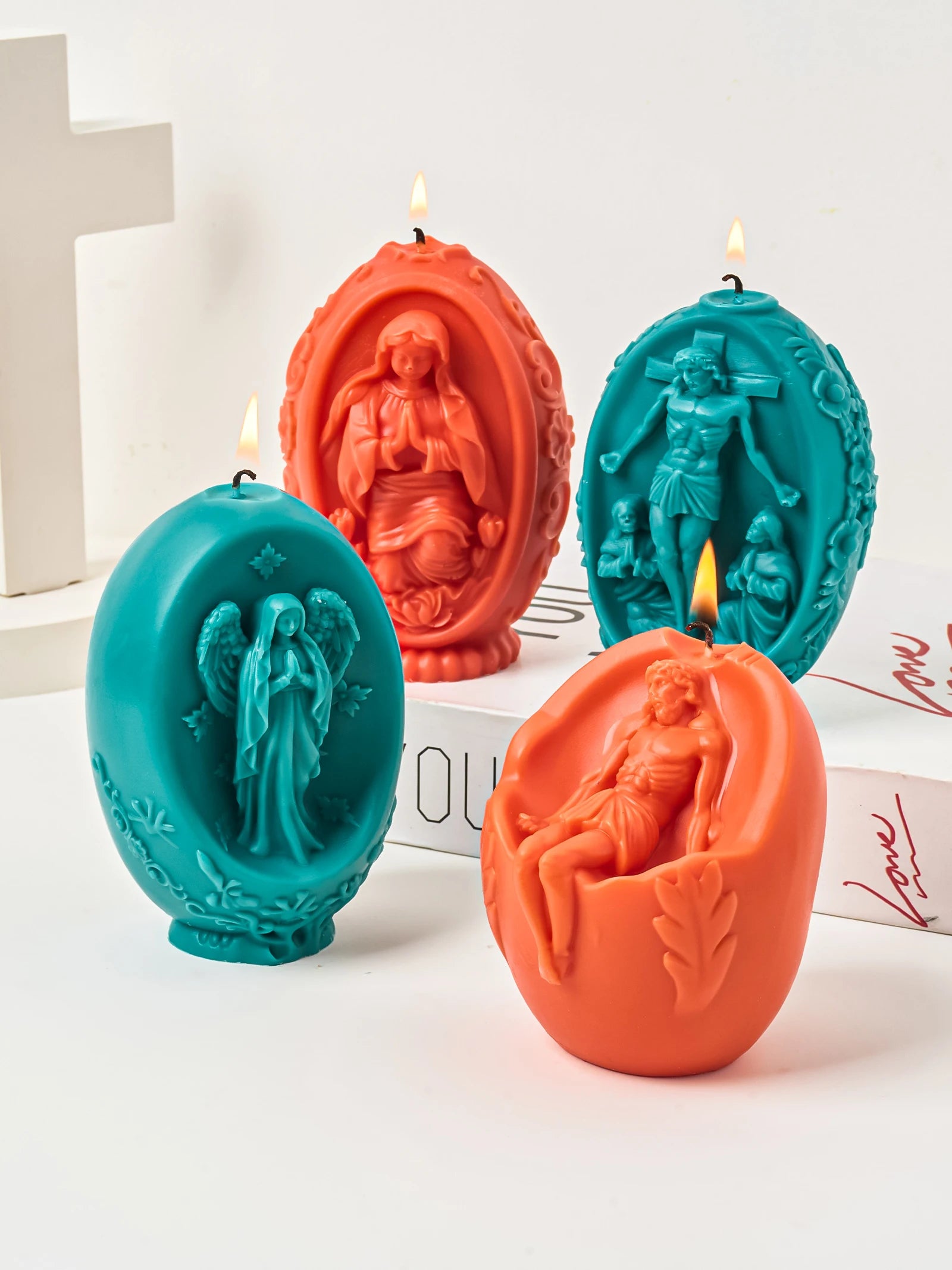 DIY 3D Jesus and Virgin Mary Easter Egg Silicone Candle Mold