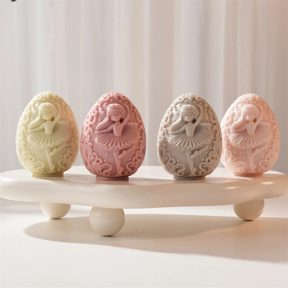 Dancing Girl Egg Candle Silicone Mold for Easter