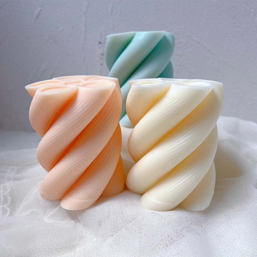 Ribbed Swirl Twisted Candle Silicone Mold