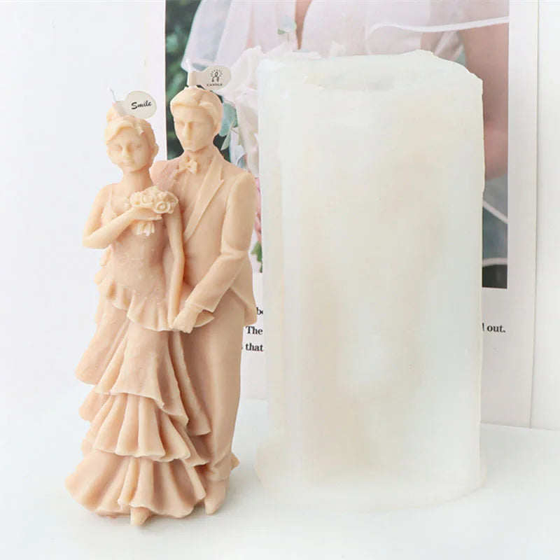 Bride and groom Wedding Ceremony Candle Mold Silicone