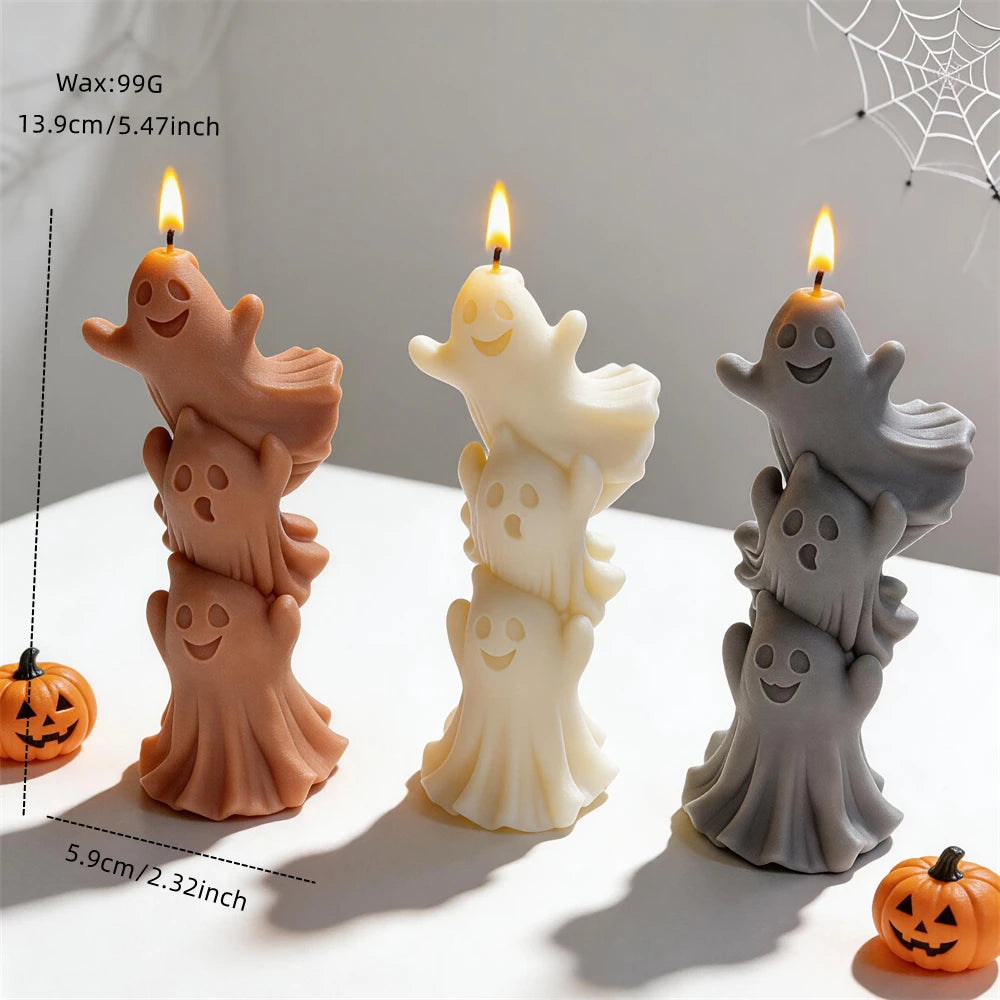Stacked Ghosts Silicone Candle Mold for Halloween