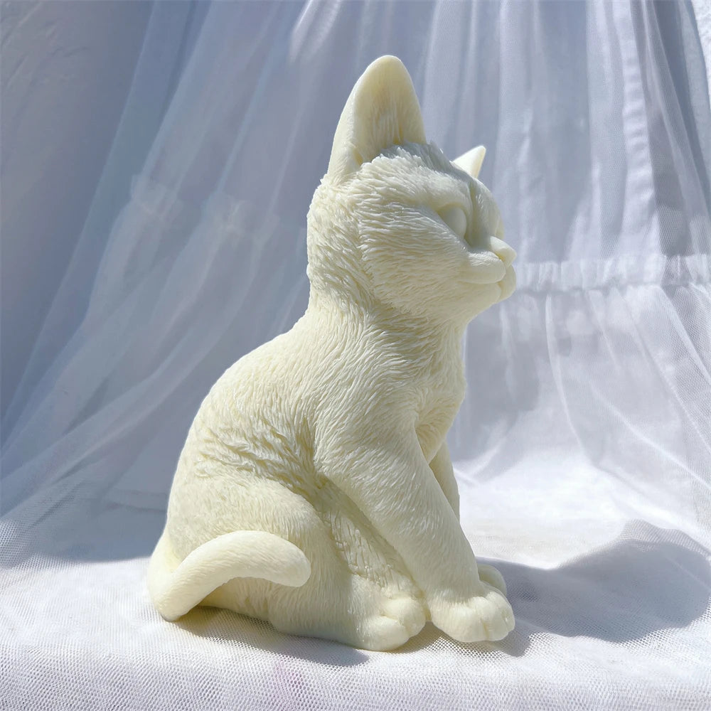 Sitting Tabby Cat Candle Silicone Mold