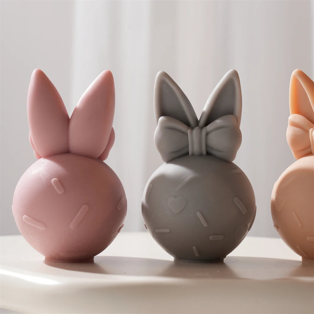 3D Bowknot Bunny Silicone Candle Mold
