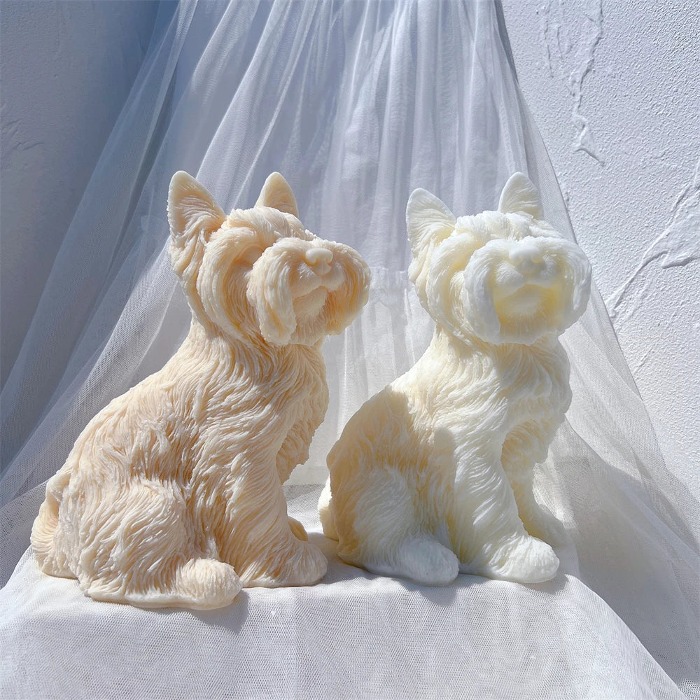 Yorkshire Terrier Dog Statue Candle Silicone Mold