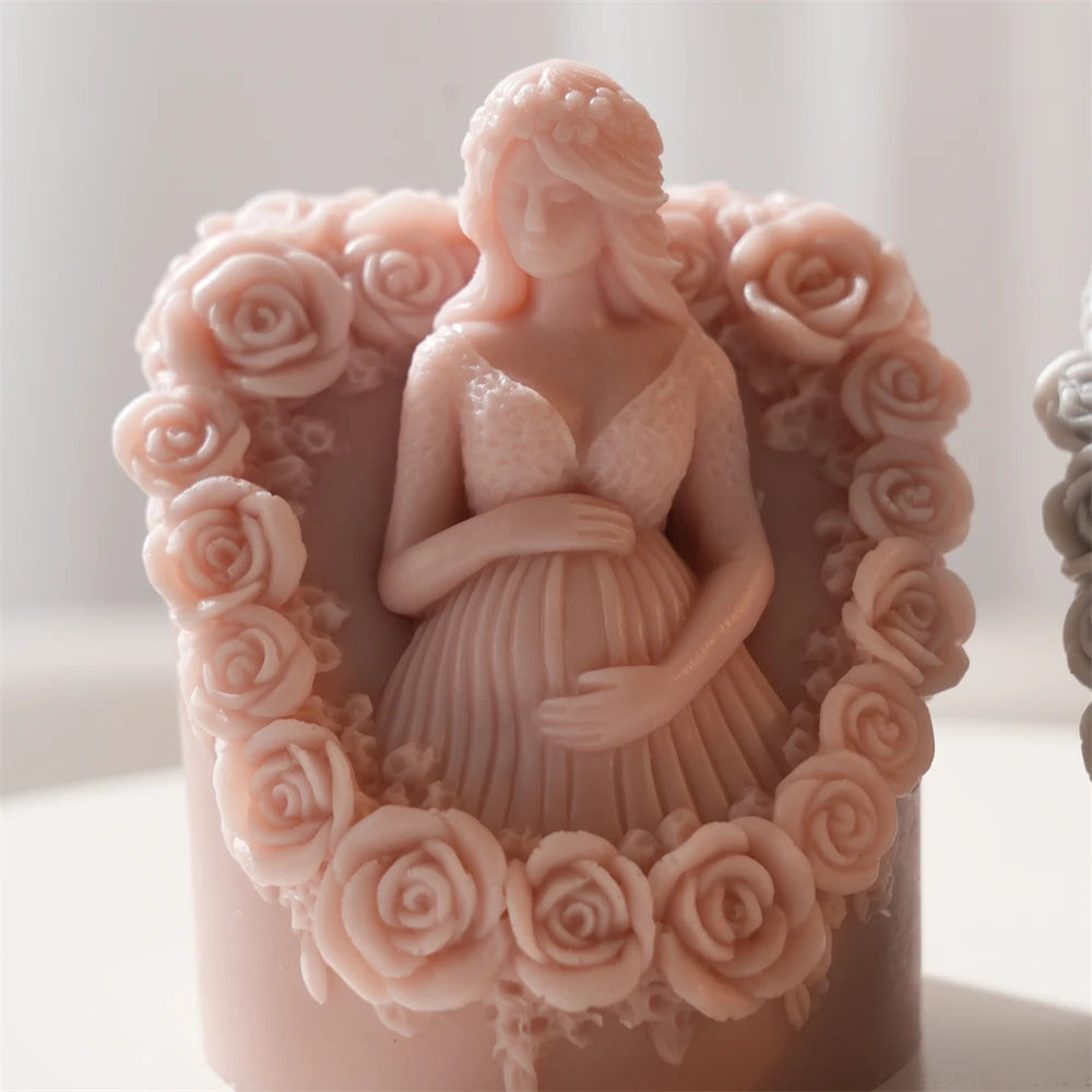 Floral Pregnant Mother Silicone Candle Mold