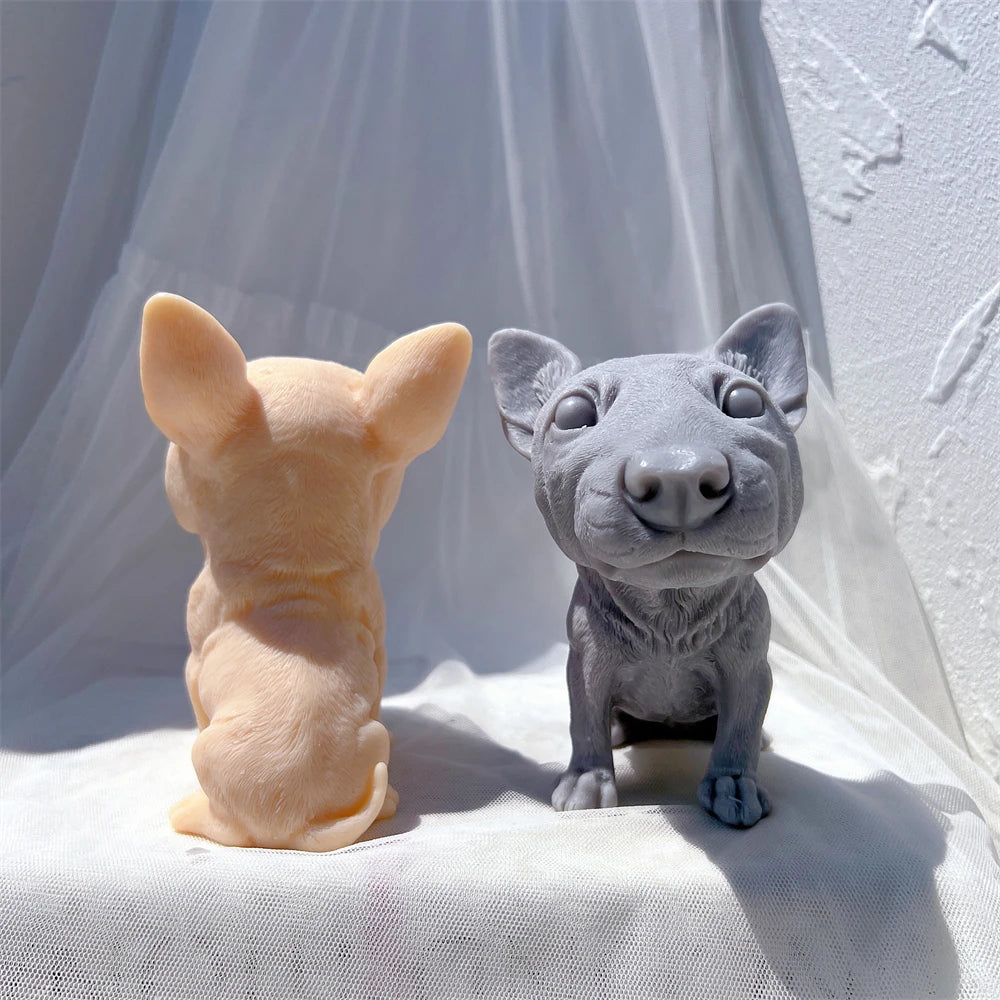 Bullhead Terrier Statue Candle Silicone Mold
