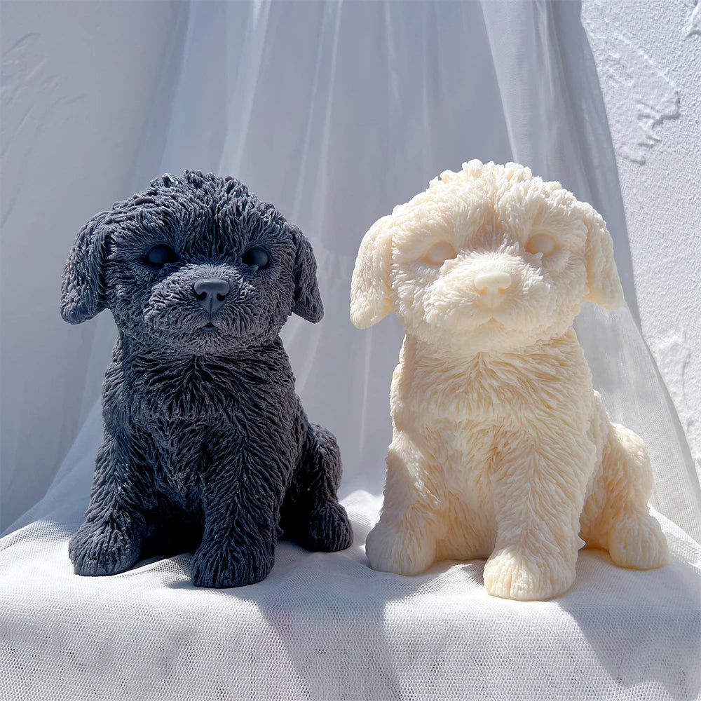 Cute Labradoodle Dog Silicone Candle Mold
