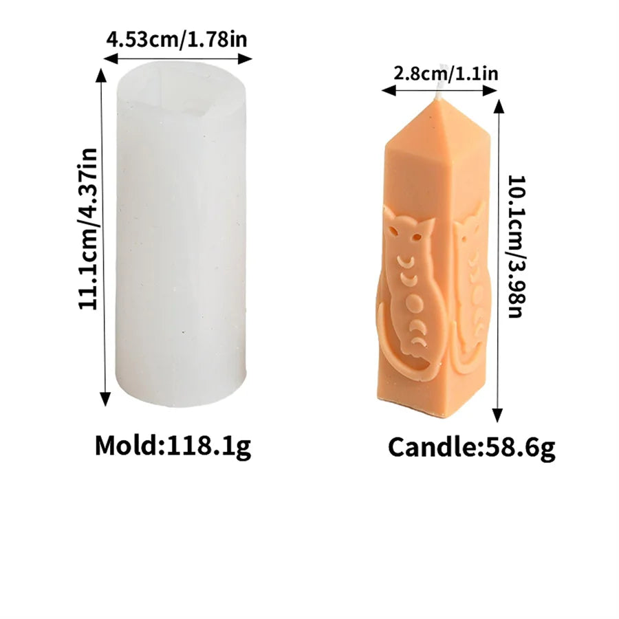 Celestial Moon & Star Patterned Column Candle Silicone Mold