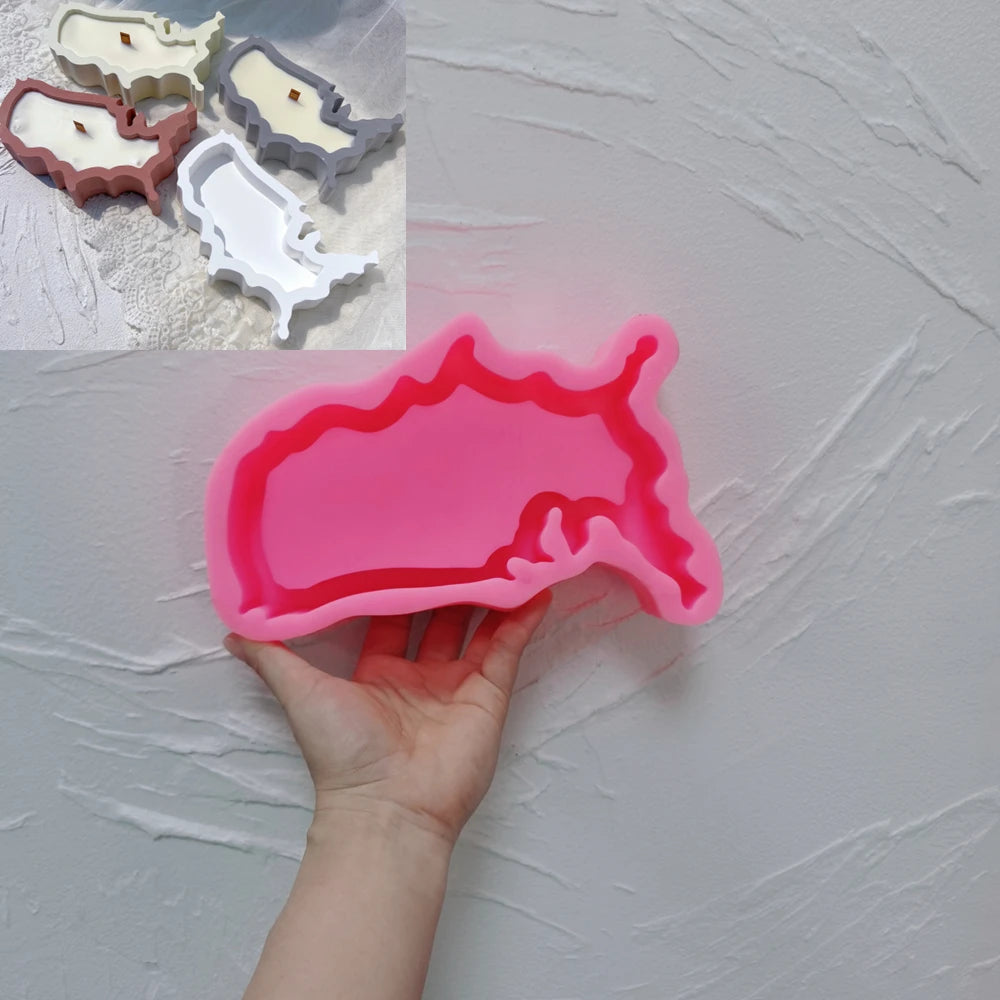 America Map Candle Vessel Silicone Mold