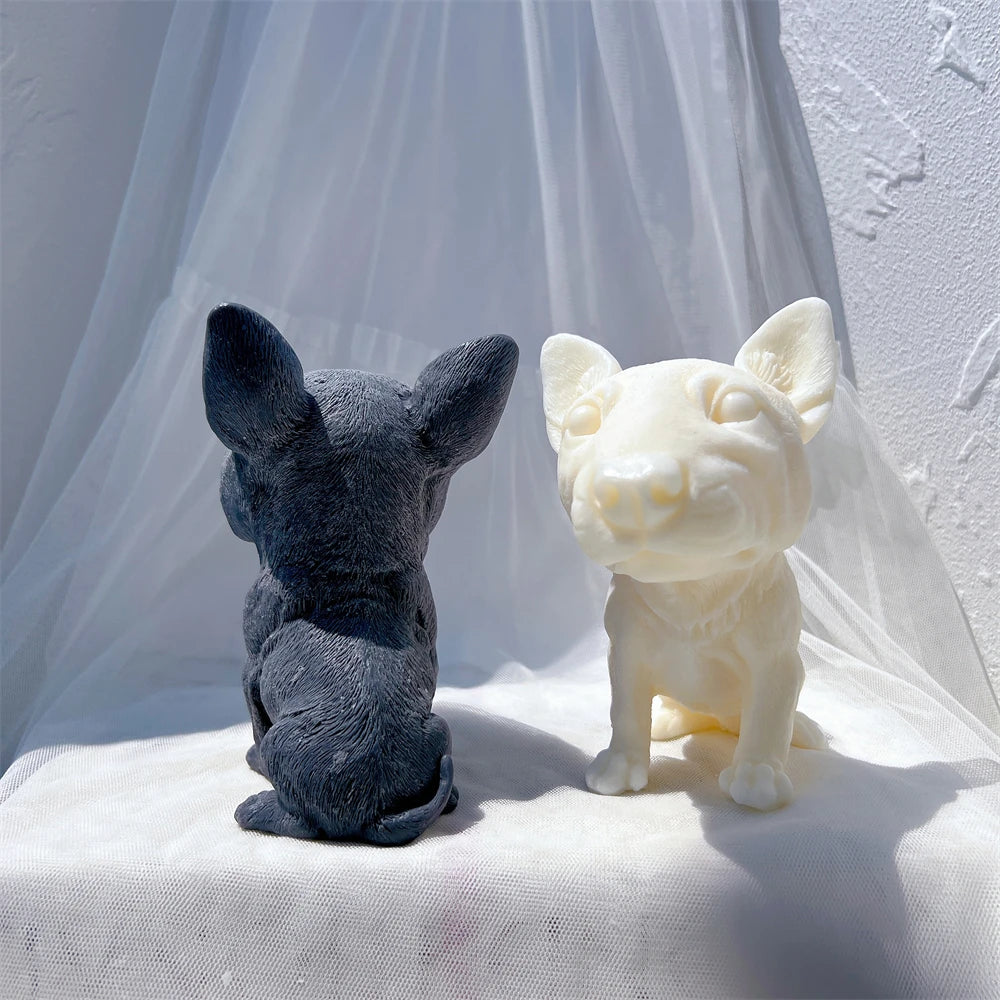 Bullhead Terrier Statue Candle Silicone Mold