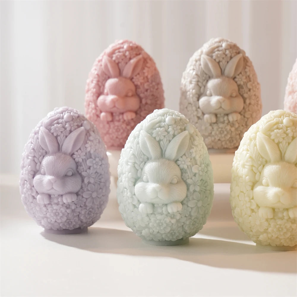 Flower Egg Rabbit Candle Silicone Mold for Easter