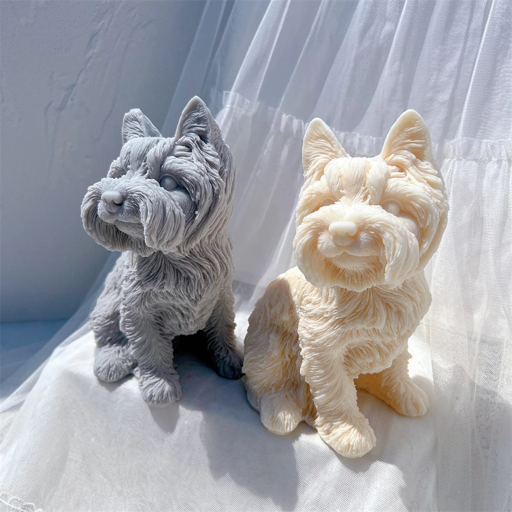 Yorkshire Terrier Dog Statue Candle Silicone Mold
