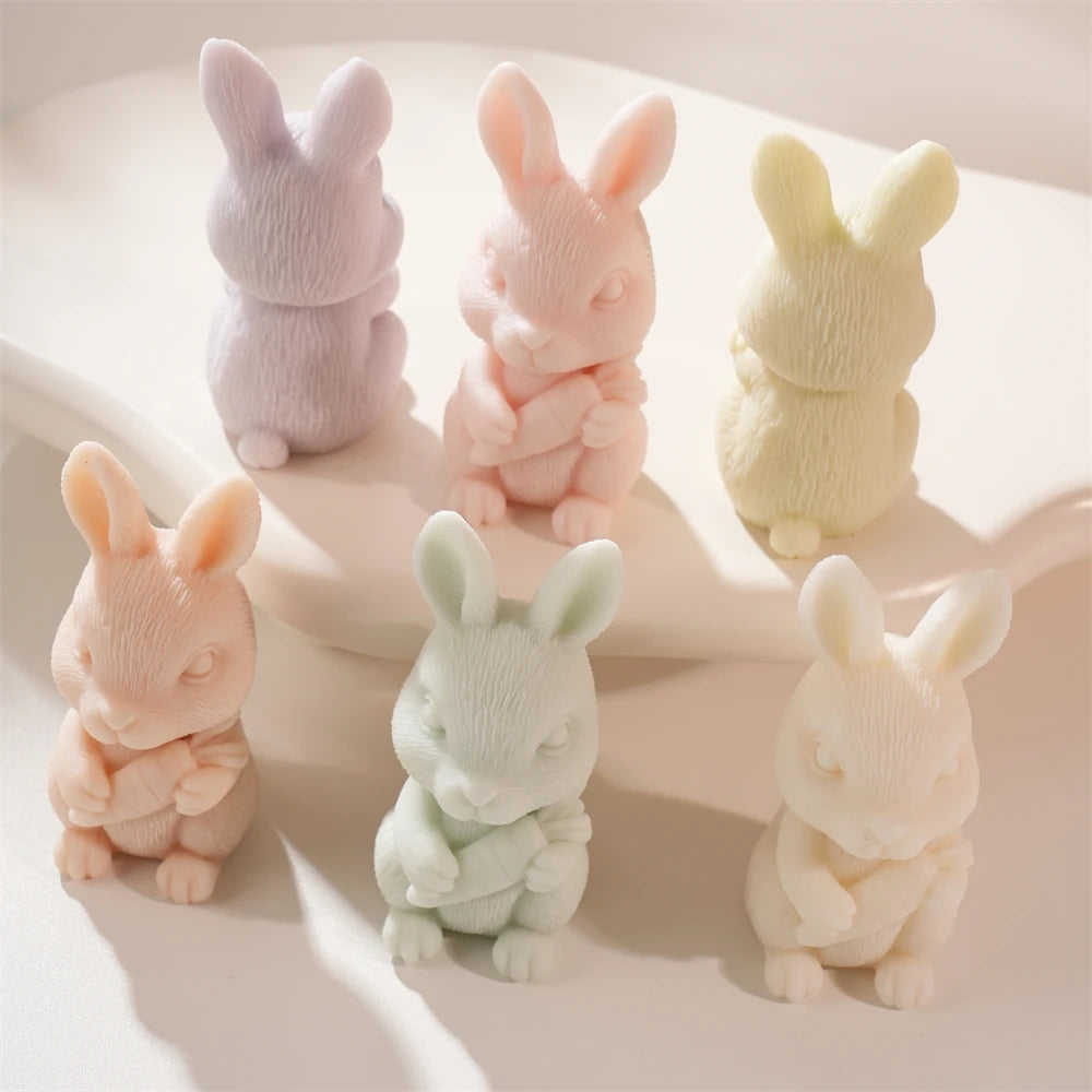 Easter Rabbit Holding Carrot Silicone Candle Mold