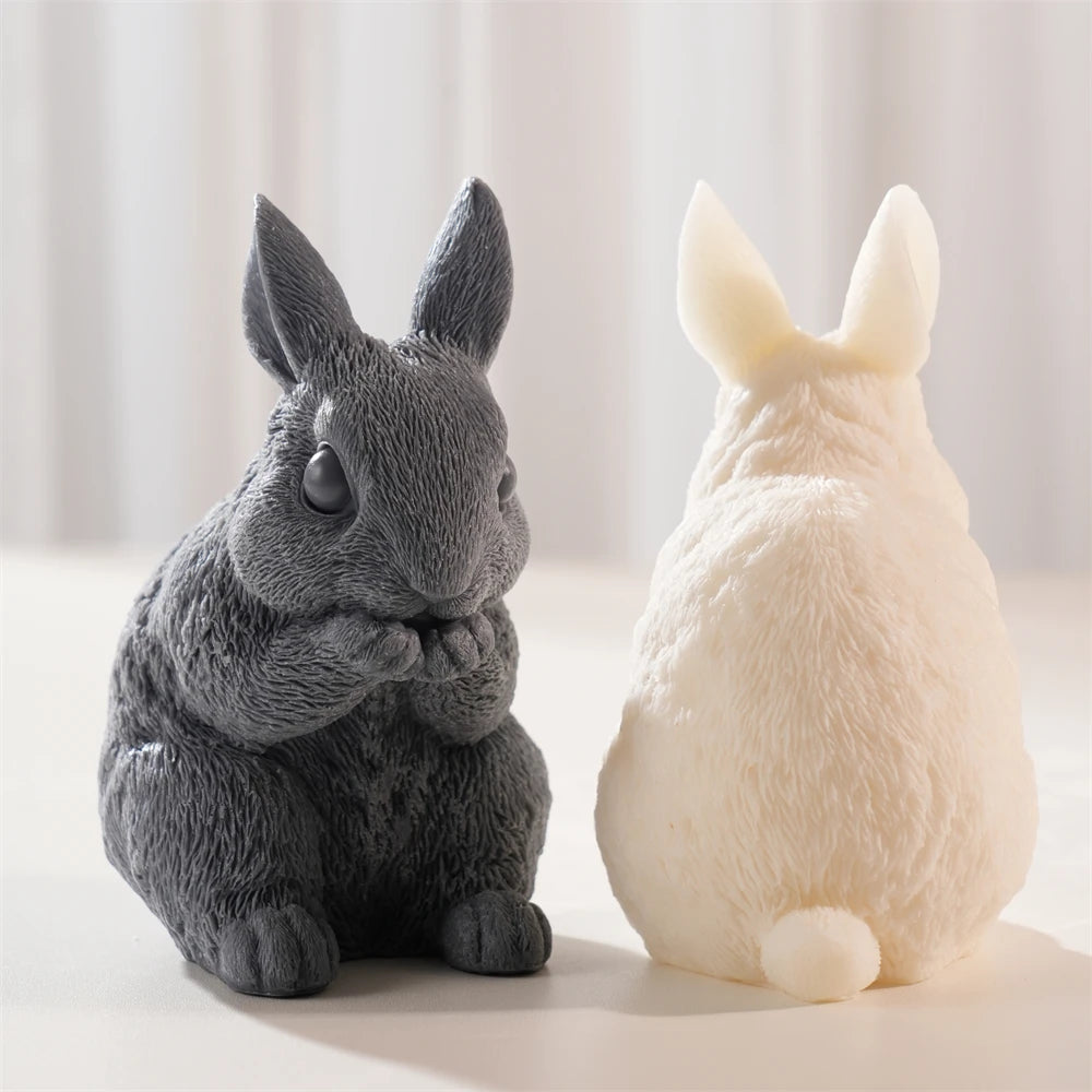 Realistic Sitting Baby Rabbit Silicone Candle Mold