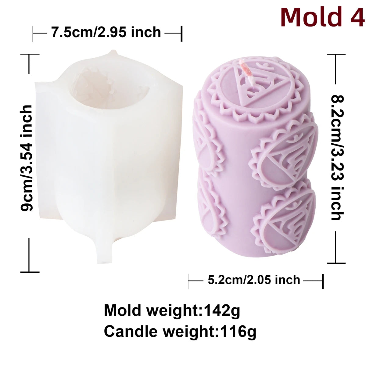 Chakras Pillar Silicone Candle Mold