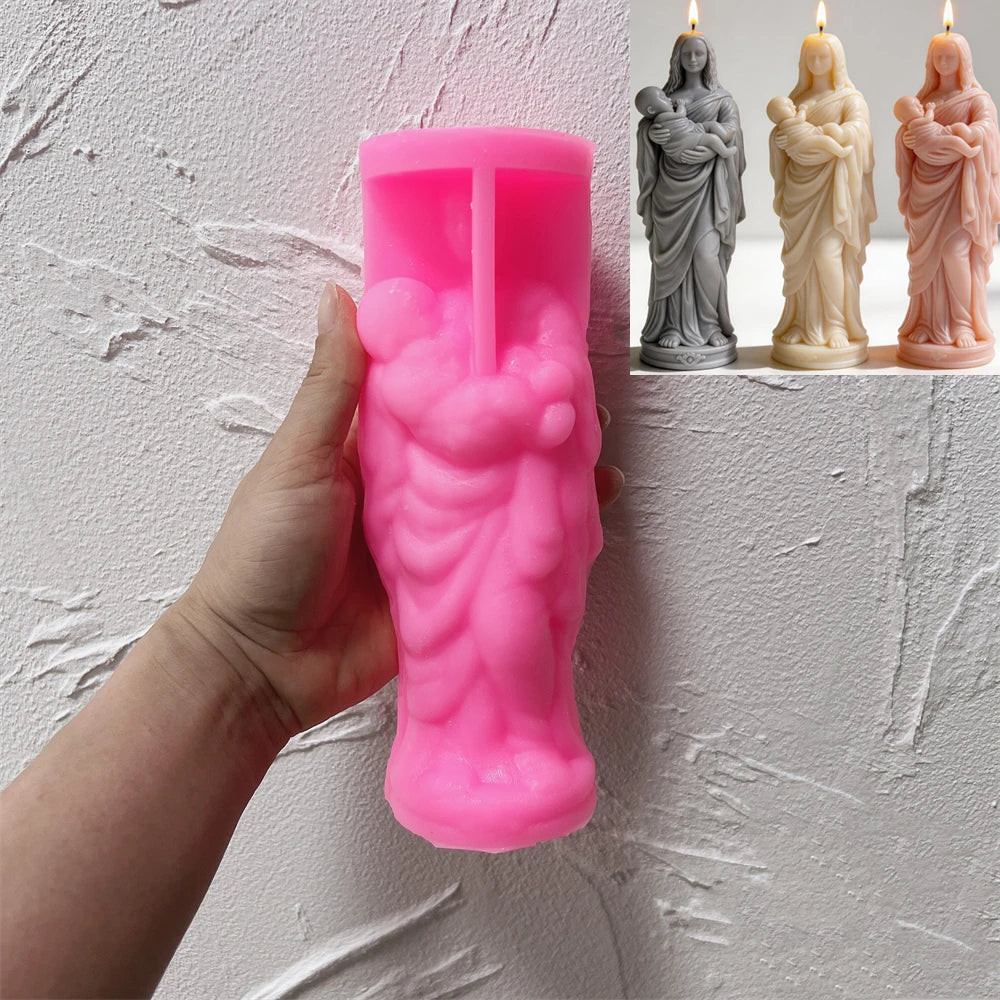 Woman and Baby Statue Silicone Candle Mold
