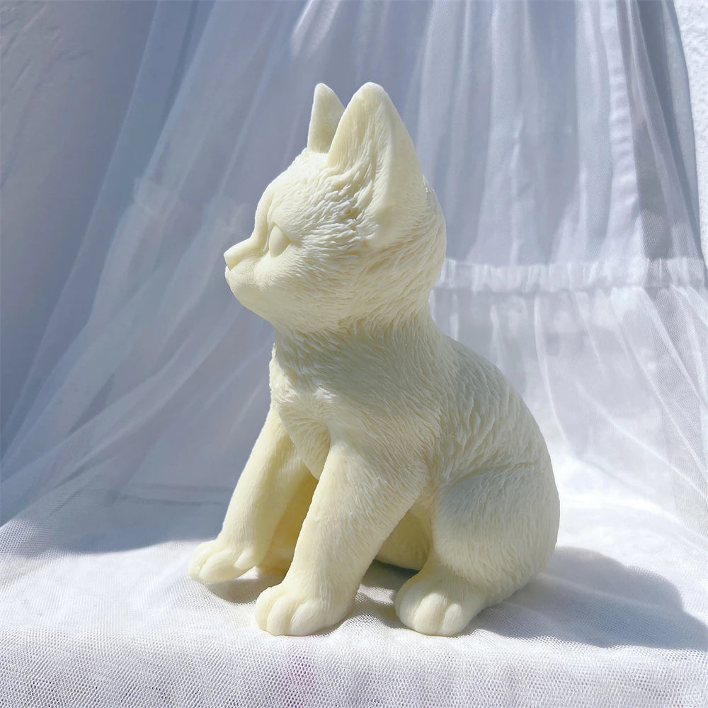 Sitting Tabby Cat Candle Silicone Mold