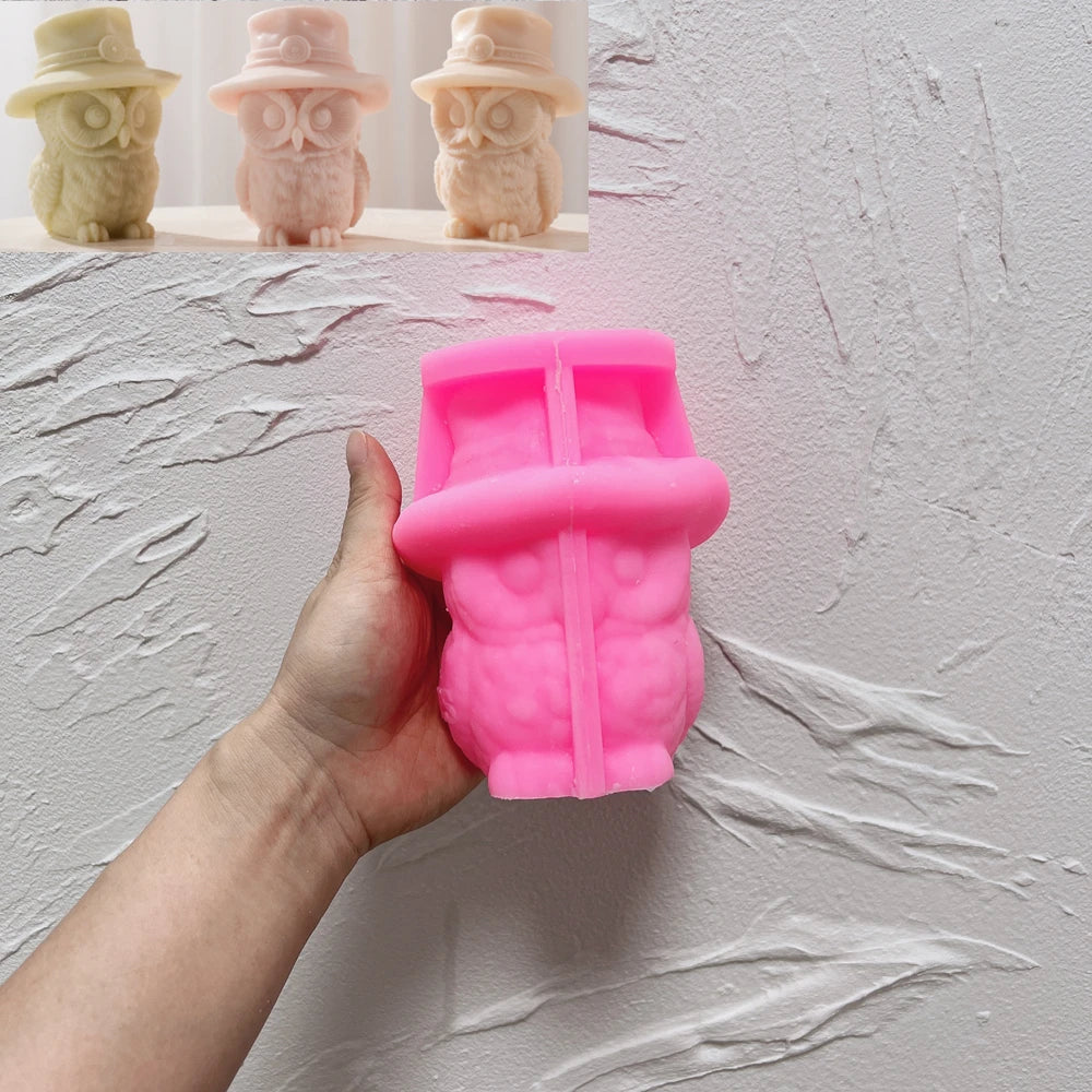 Hat Owl Candle Silicone Mold for DIY Crafts