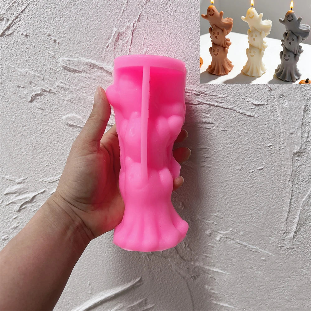 Stacked Ghosts Silicone Candle Mold for Halloween