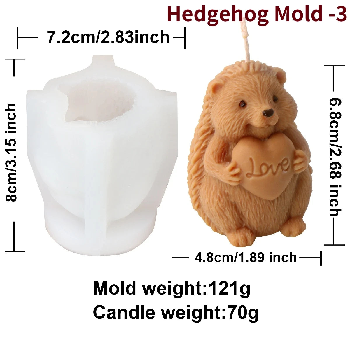 Cute Hedgehog Candle Mold