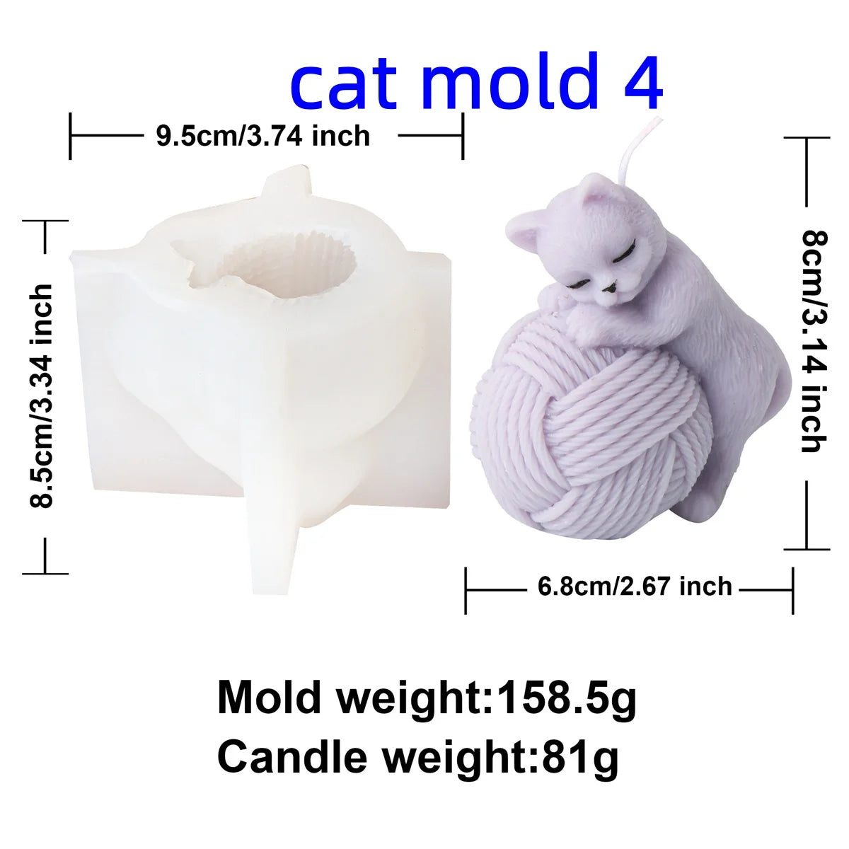 Wool Ball Kitten Candle Molds