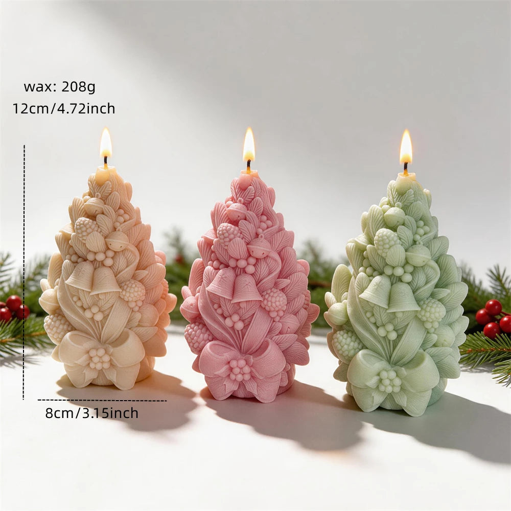 Pinecone Christmas tree candle measuring 12 centimetres tall