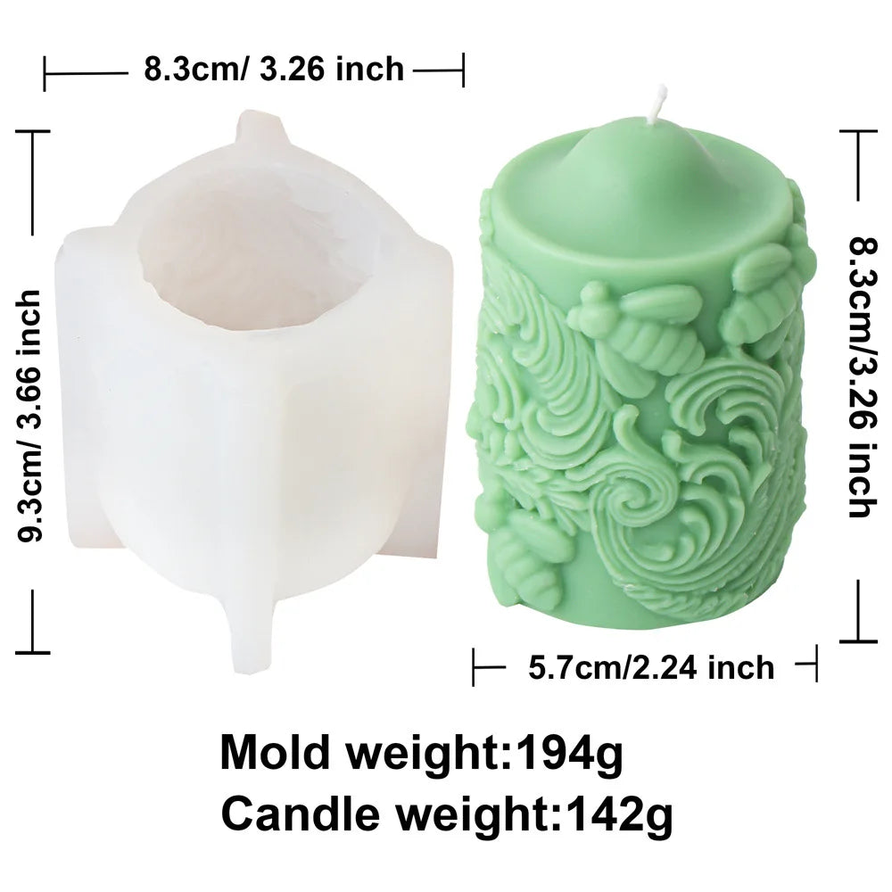 Honey Bee Blossom Pillar Candle Mold