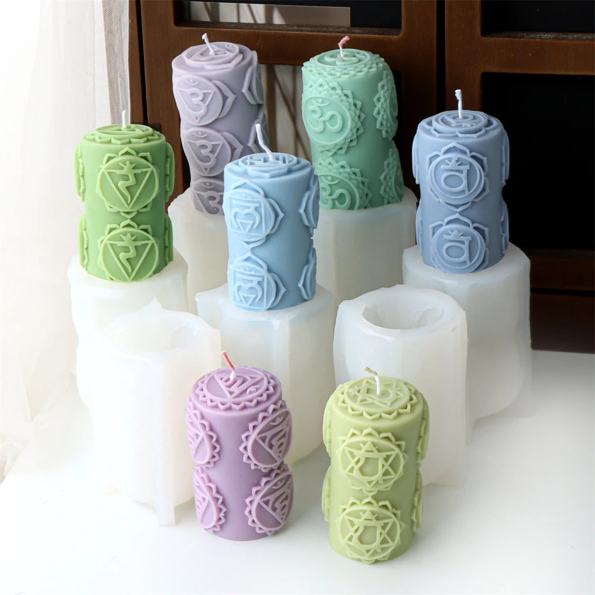 Chakras Pillar Silicone Candle Mold