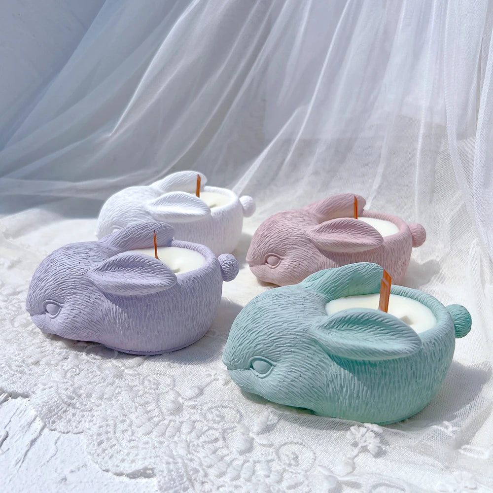 Cute Rabbit Candle Holder Silicone Mold