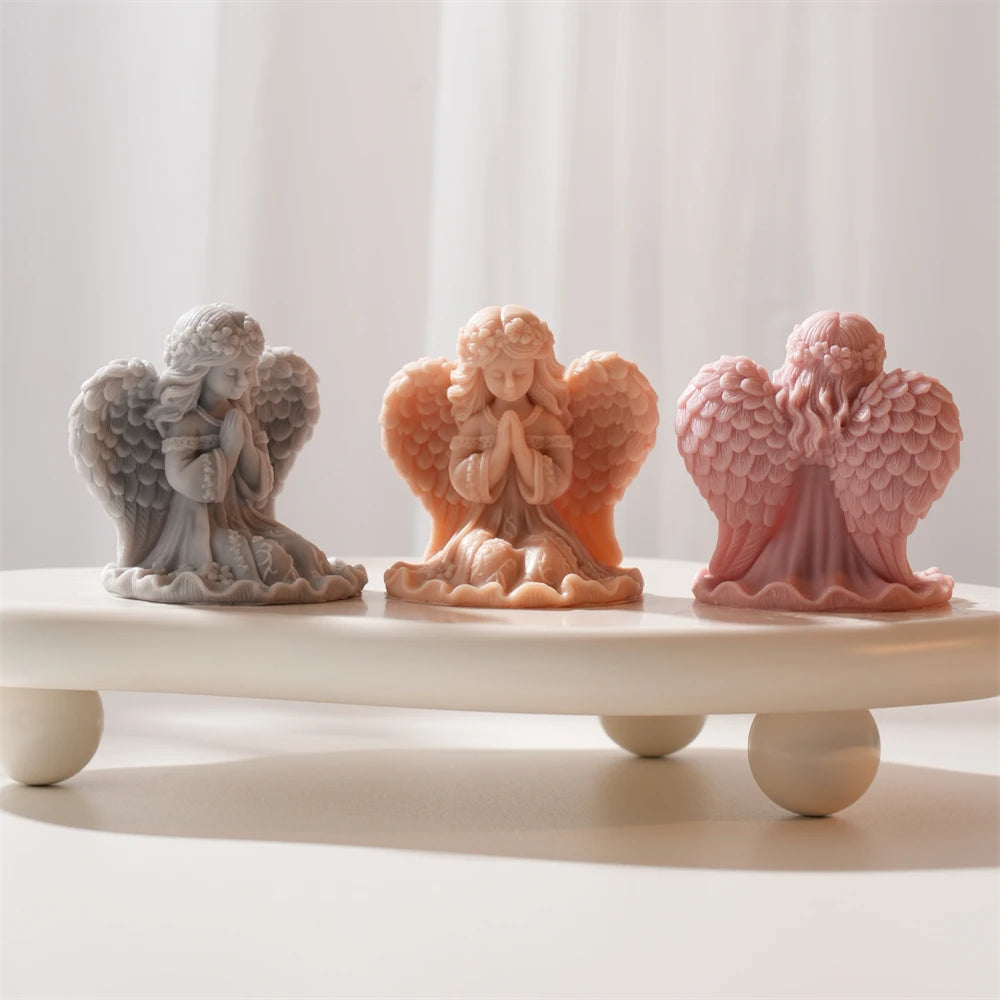 Cute Prayer Angel Candle Silicone Mold for DIY