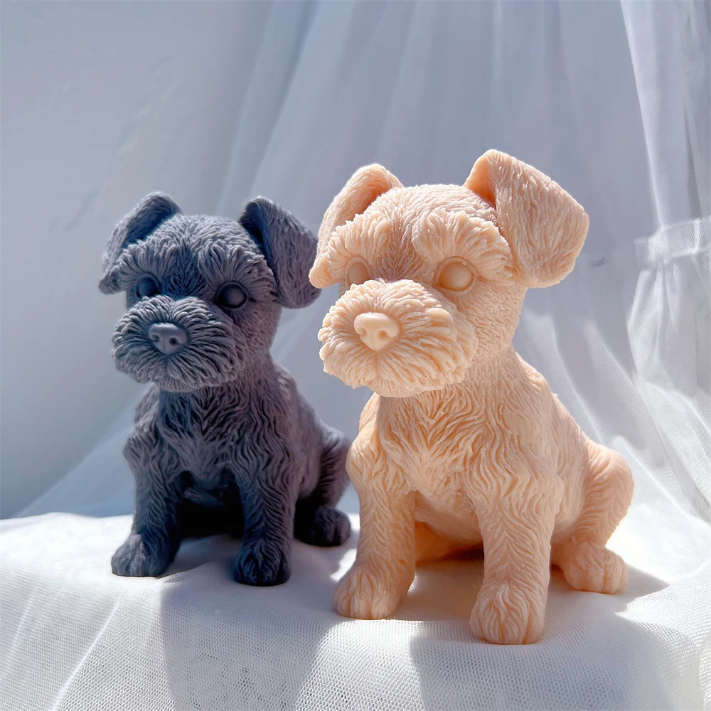 Schnauzer Puppy Figurine Silicone Candle Mold