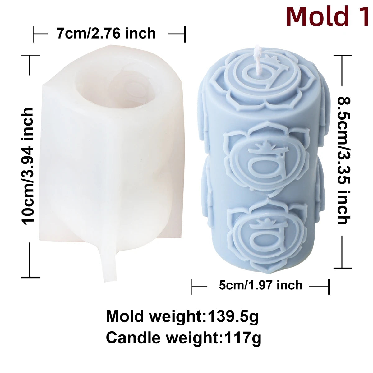 Chakras Pillar Silicone Candle Mold