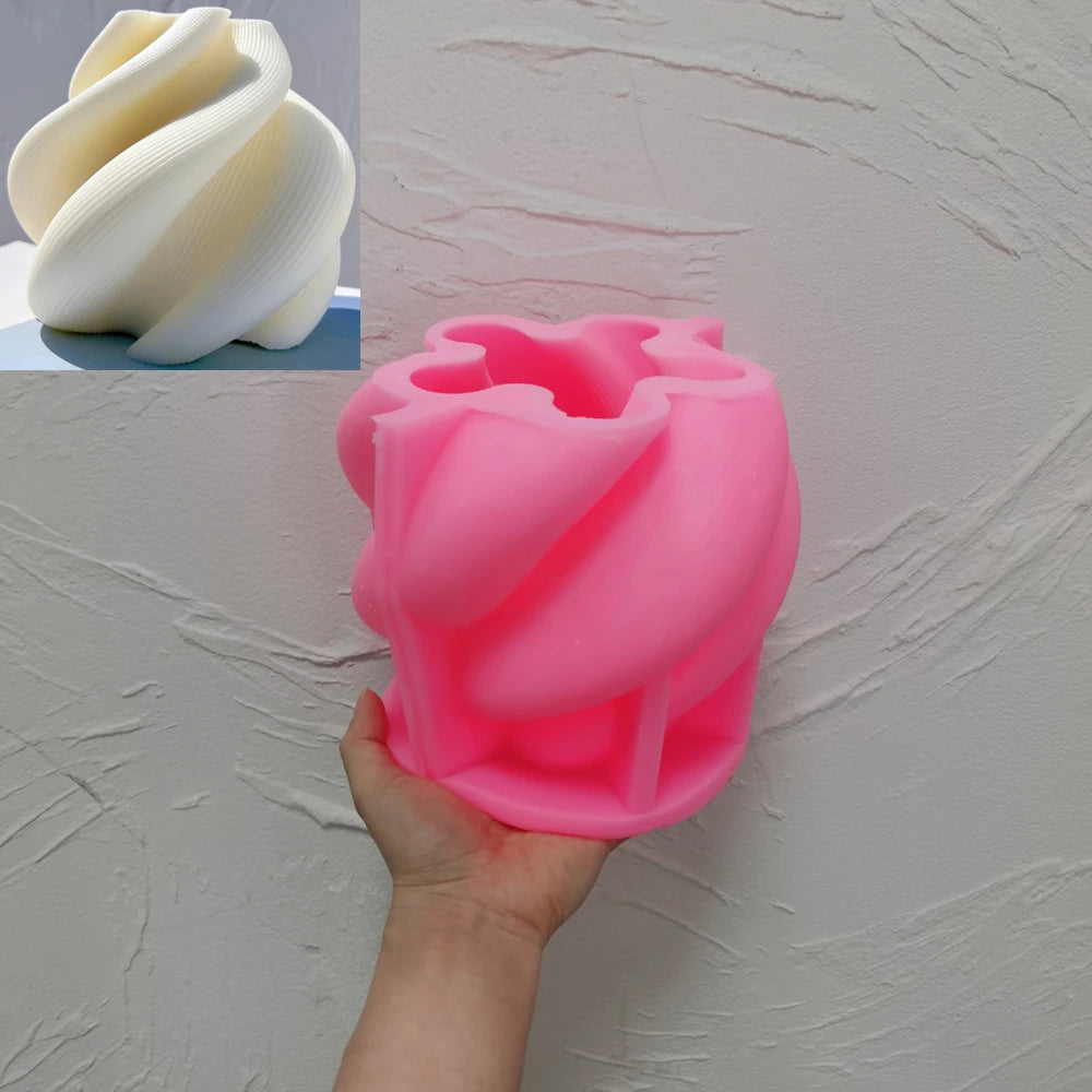 Big Size Geometric Wave Twirl Candle Mold