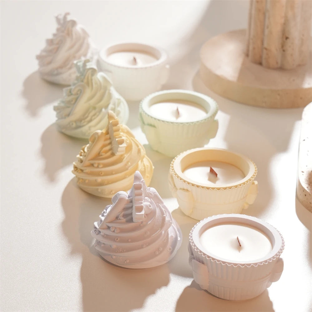 Christmas Cupcake Candle Holder Mold with Lid