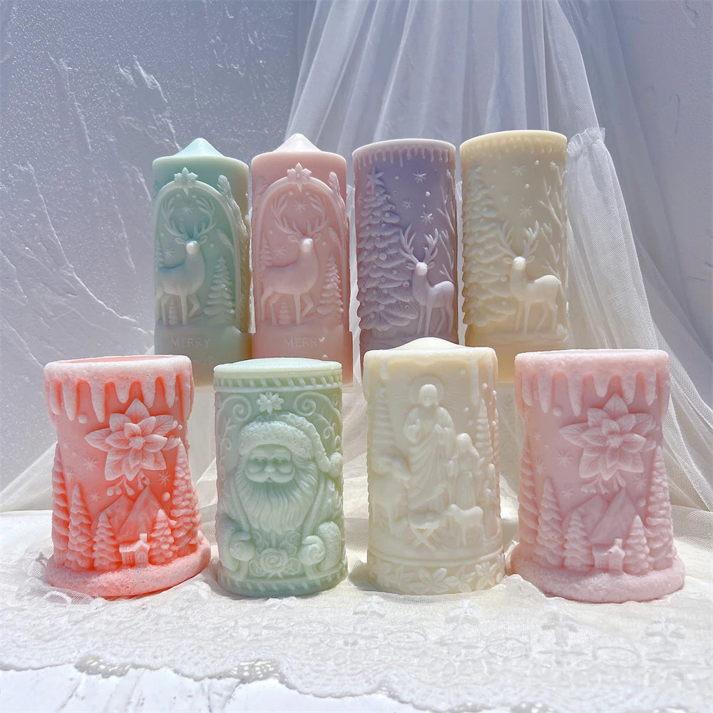 Santa Claus & Christmas Column Silicone Candle Molds