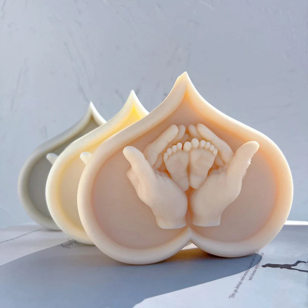 Cherished Baby Feet in Hands Candle Mold