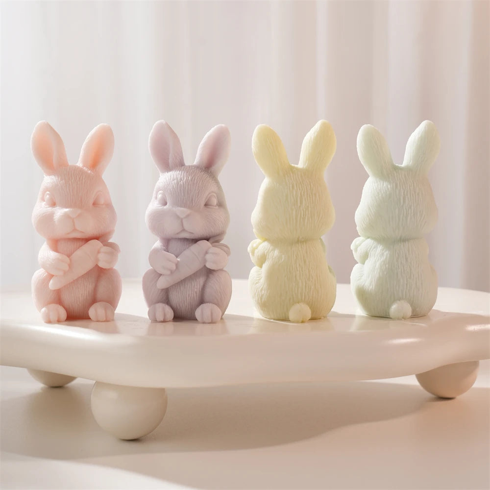 Easter Rabbit Holding Carrot Silicone Candle Mold