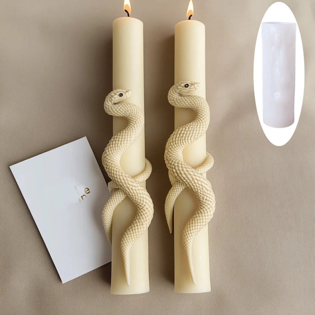 DIY Spiral Snake Relief Long Pole Candle Silicone Mold